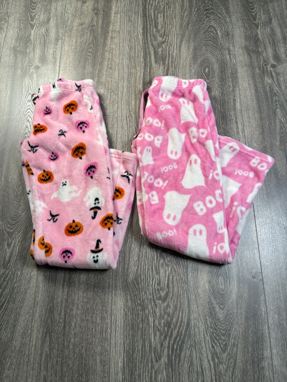 Halloween Pink Ghost & Pumpkin Fleece Pajama Pants Duo Teen Girl Small
